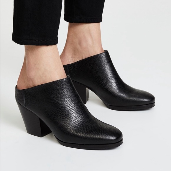 Rachel Comey Shoes - Rachel Comey Black Leather Block Heel Mules